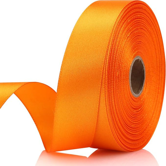 7/8 Inch 30 Yards Orange Satin Craft Ribbon-Single Face Polyester Ribbon for Handmade Roses,Gift Wrapping,Timeless Flower,Bouquets,Wedding and Party Decoration