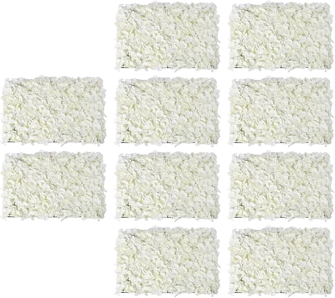 16"x 24" Artificial Flower Wall Panels,Flower Wall Mat Silk Flower Panels for Outdoor Garden Backyard Fence Fence Privacy Screen and Indoor Wall Decor(10Pcs White,Style 2)