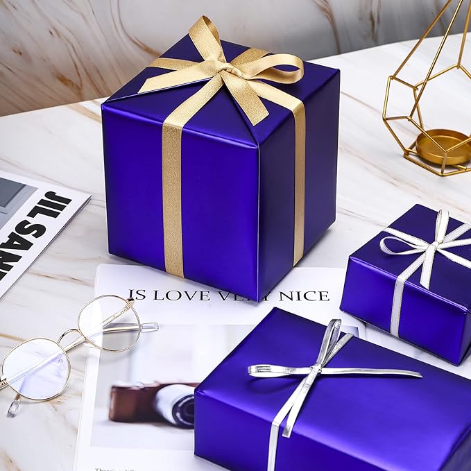 RUSPEPA Dark Purple Wrapping Paper - Solid Color Matte Metallic Foil Gift Wrap Paper Roll Perfect for Wedding, Birthday, Christmas, Baby Shower - 17 Inches X 32.8 Feet