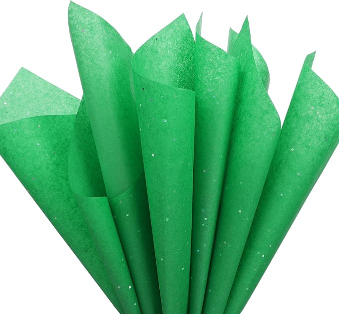 135 Sheets Green Tissue Paper for Gift Bags 20 x 14 Inch Glitter Tissue Paper Bulk for Art DIY Crafts Christmas Wedding Birthday Holiday Decor