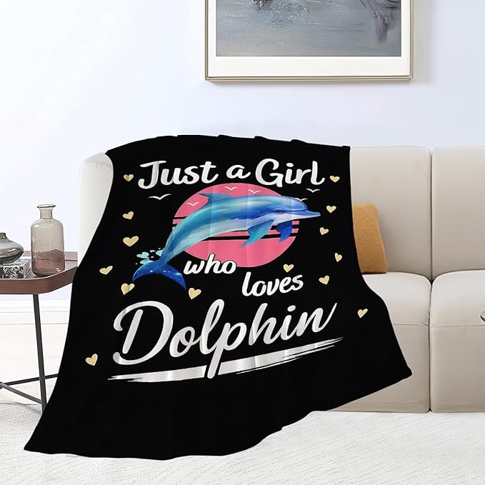 Dolphin Blanket for Girls Ocean Throw Blanket Sea Animal Soft Cozy Fleece Fuzzy Stuffed Plush Flannel Gifts for Women Kids Adults 50"X60"