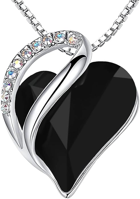 Leafael Necklaces for Women, Infinity Love Birthstone Heart Crystal Pendant, Birthday Jewelry Gifts for Her, Mom, and Wife, Silver Plated, 18 plus 2 inch Adjustable Chain