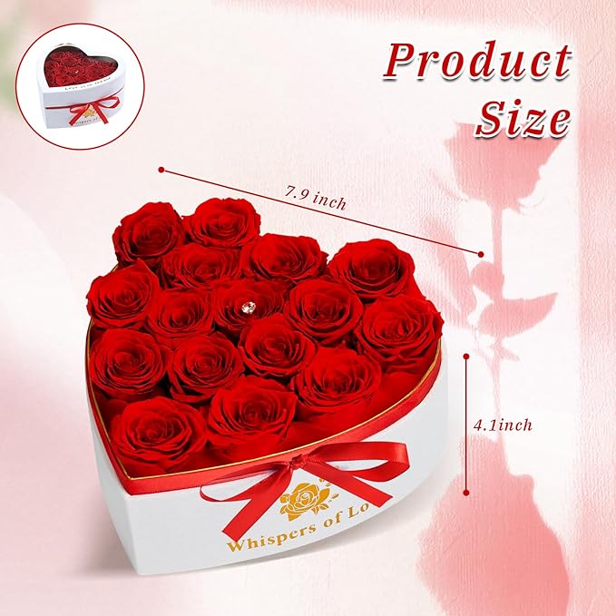 Luxury Preserved Roses – Forever Real Roses Flowers for Delivery in a White Box, Preserved Flowers Birthday Gifts for Women Mom Wife, Ideal for Anniversary (Red 16 Roses, 16 Roses)