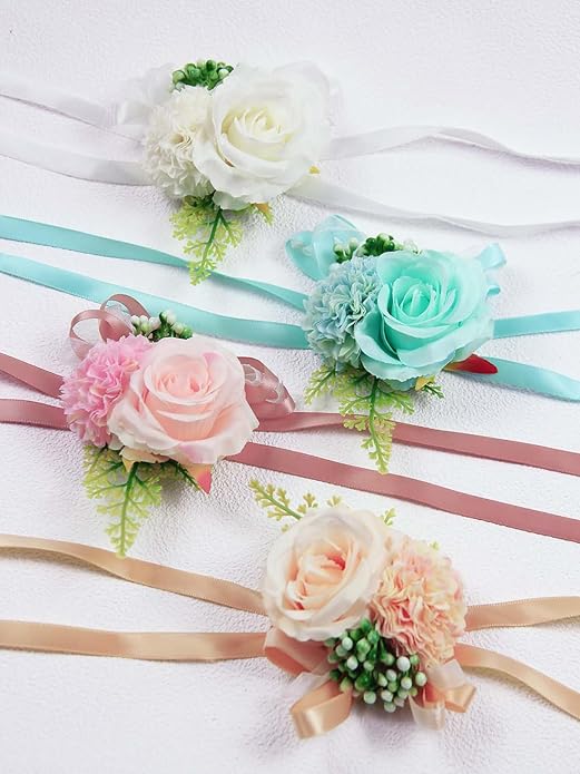 Rose Wrist Corsage Wristlet Band Bracelet Wedding Wrist Corsage Artificial Flowers Bracelet Homecoming Prom Corsages Wristlet for Women Bride Bridesmaid Wedding Prom Anniversary