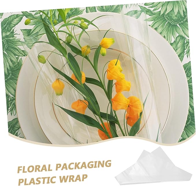 SHERCHPRY 100pcs Transparent Cellophane Wrapping Paper for Floral Bouquets Clear Wrap Easy to Trim DIY Flower Arrangement Film for Presentation and Craft Use