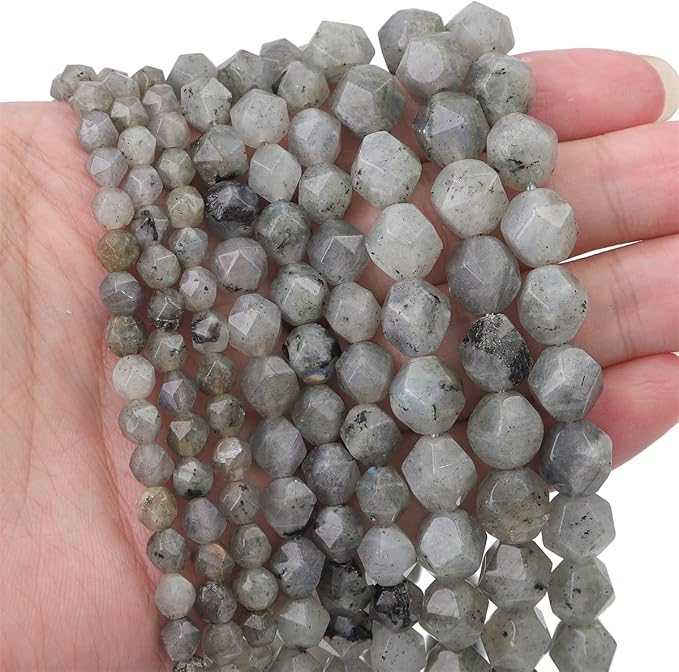 Faceted Natural Spectrolite Stone Round Beads 6mm 36cm/Strand for Jewelry Making