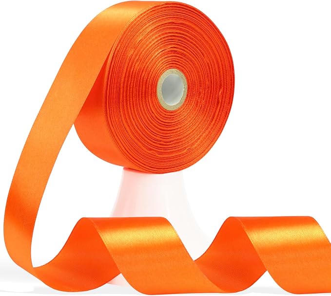 60 Yards Orange Satin Ribbon 1-1/2 Inch, Solid Polyester Fabric Ribbon for Gift Wrapping, Crafts, Flower Bouquet, Wedding, Baby Shower, Festival, Christmas, Halloween