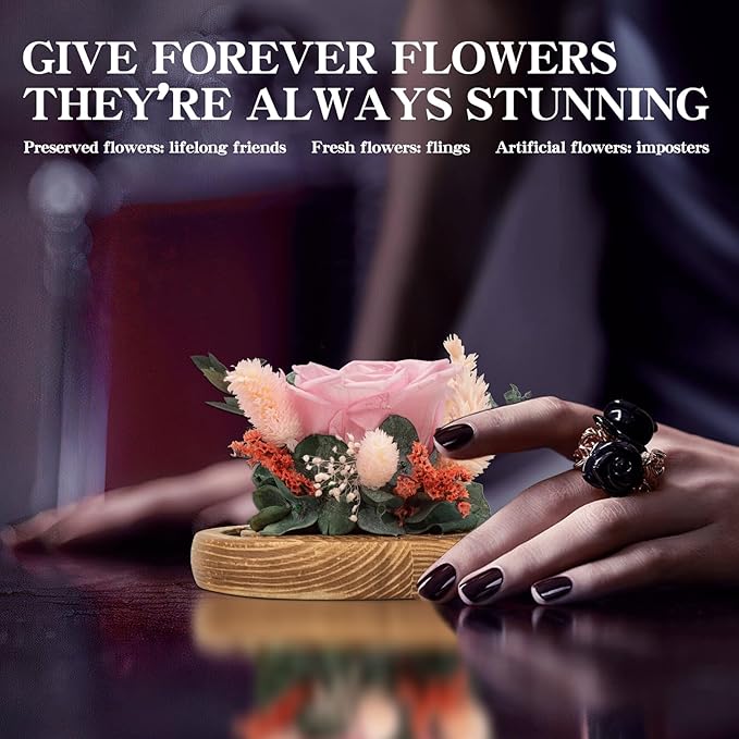 Preserved Roses & Fresh Flowers Bouquet – Gift for Women, Roses That Last Forever, Flowers for Delivery Prime – Birthday, Mother’s Day & Christmas