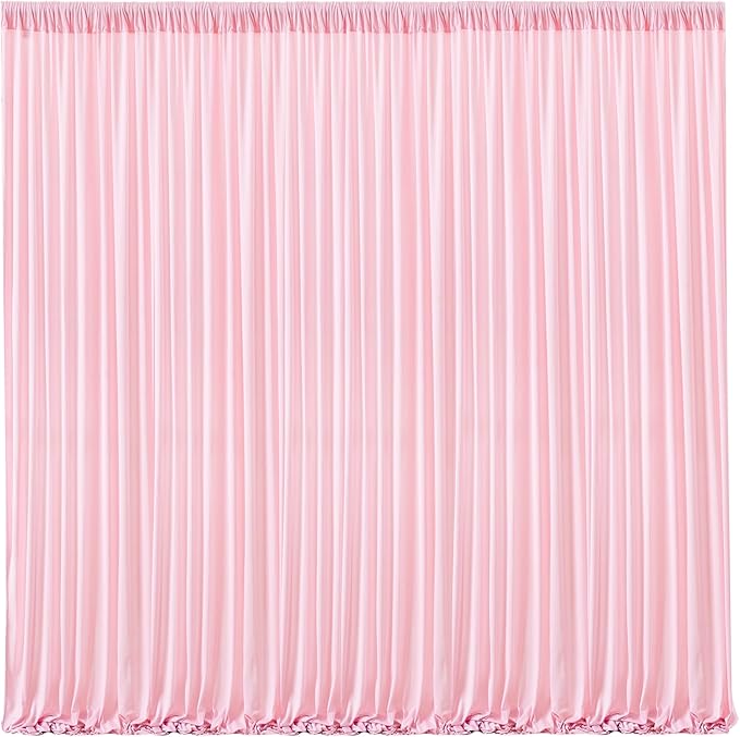 Pink Backdrop Curtains-Wrinkle-Free Polyester Photography Drapes Party Curtain Background for Baby Shower Wedding Decorations- 24 X10FT (Pink)