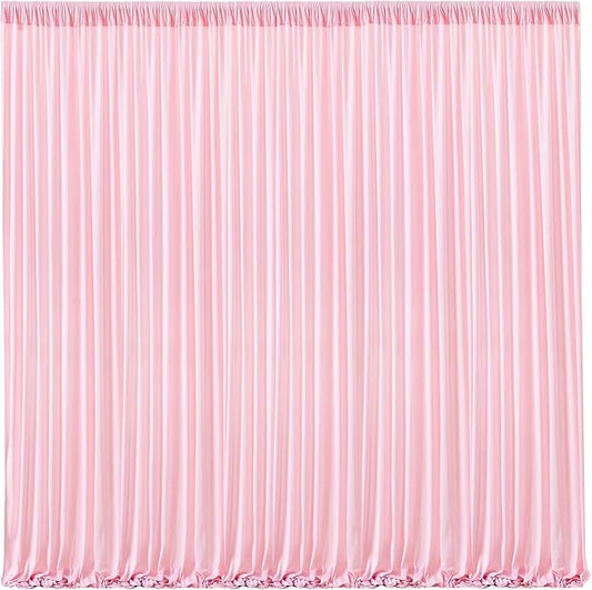 Pink Backdrop Curtains-Wrinkle-Free Polyester Photography Drapes Party Curtain Background for Baby Shower Wedding Decorations- 24 X10FT (Pink)