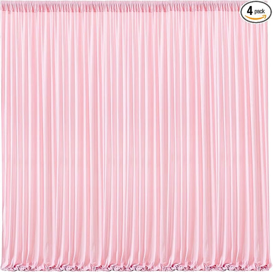 Pink Backdrop Curtains-Wrinkle-Free Polyester Photography Drapes Party Curtain Background for Baby Shower Wedding Decorations- 16 X10FT (Pink)