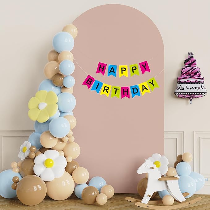 Putros 7.2ft Metal Arch Stand with Cover Nude Pink Spandex Fitted Wedding Arch Cover and Round Top Chiara Backdrop Stand Set for Birthday Party Baby Shower Decoration