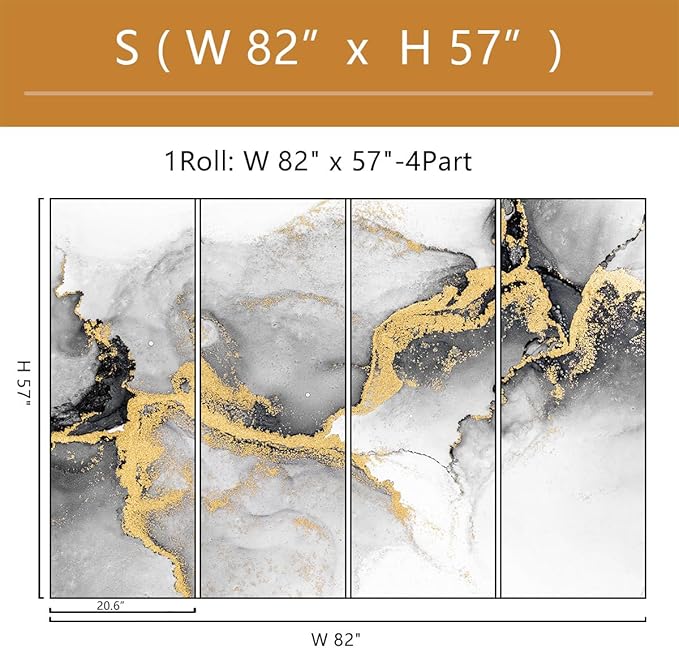 Black Gold Marble Wallpaper Peel and Stick for Living Room Office 82"x57"