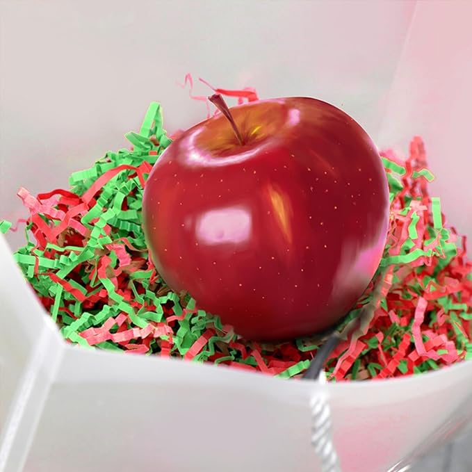 Uptotop 5oz Crinkle Cut Paper Shred Filler for Gift Wrapping Basket Filling, Birthday, Christmas, Thanksgiving, Wedding, Mother's Day, Red and Green (5 oz)