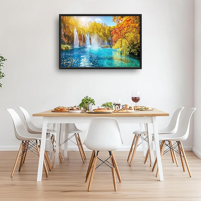 Extra Large Waterfall Lake Framed Wall Art for Living Room,Oversized Fall Autumn Tree Landscape Pictures Wall Decor,Nature Canvas Print Painting Modern Artwork Bedroom Office Bathroom 36L x 24W