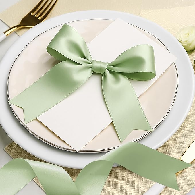Fullive 1 1/2 Inch Sage Green Ribbon, 30 Yards Ribbon for Gift Wrapping, Polyester Ribbons for Flower Bouquet for Wedding Birthday Christmas Decorations DIY Bows Wrapping Bouquet Floral Arrangements