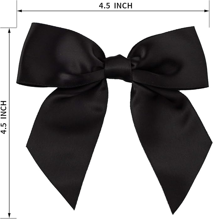 7Rainbows 20pcs Boutique 4.5" Black Satin Ribbon Bows for Craft Sewing Scrapbooking Wedding and Gift Wrapping