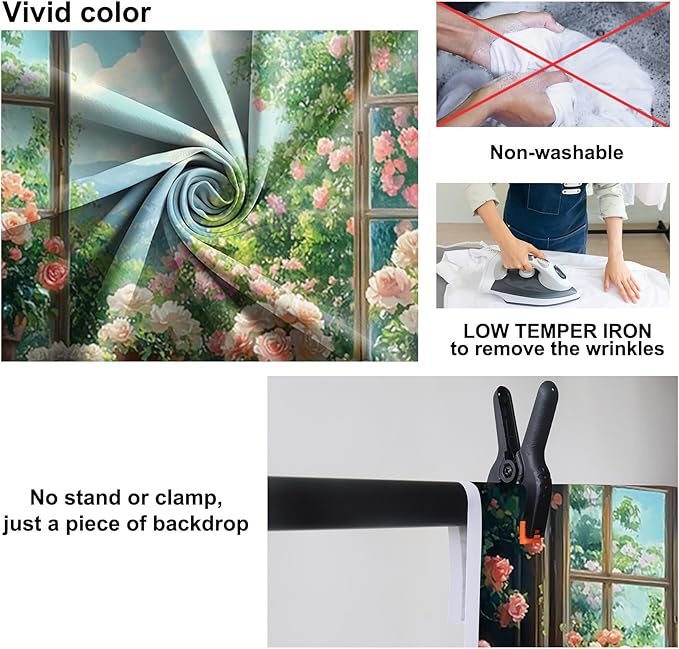 Baocicco 12x10ft Flowers Windowsill Photography Background Spring Floral Retro Oil Painting Photo Backdrop for Valentines Mothers Day Birthday Wedding Party Decorations Girls Women Portraits