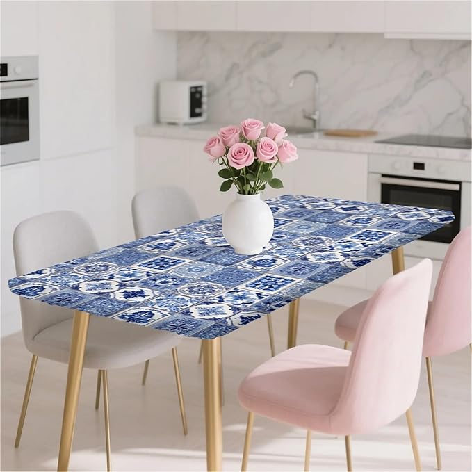 Rectangle Table Cloth Cover Waterproof Elastic Fitted Polyester Fitted Tablecloths for 4 Foot Tables for Indoor,Picnic, Camping, Outdoor （48" x 30"，Bohemia）