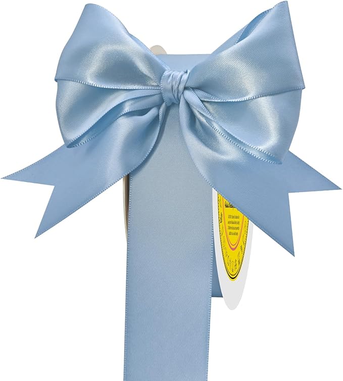 Double Face Dusty Blue Satin Ribbon 1-1/2 inch X 50 Yards Polyester Dusty Blue Ribbon for Gift Wrapping Very Suitable for Weddings Party Hair Bow Invitation Decorations and More