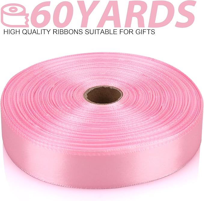 7/8 Inch 60 Yards Light Pink Satin Craft Ribbon-Single Face Polyester Ribbon for Handmade Roses,Gift Wrapping,Timeless Flower,Bouquets,Wedding and Party Decoration
