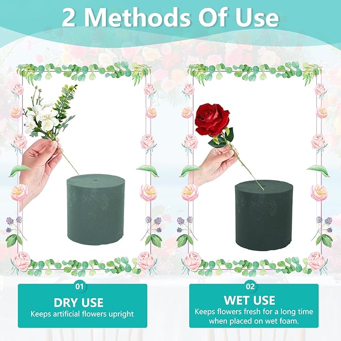 12 Set Plastic Cylinder Planter Box 4 x 4 Inch Flower Boxes for Arrangements Round Plastic Flower Box with Removable Foam Blocks Liner for Centerpiece Home Wedding Garden Decor (White Bark)