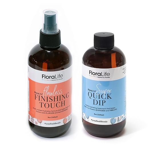 FloraLife Quick Dip & Finishing Touch - Hydration Treatment & Multi-Nutrient Spray Set - 2 X 8oz