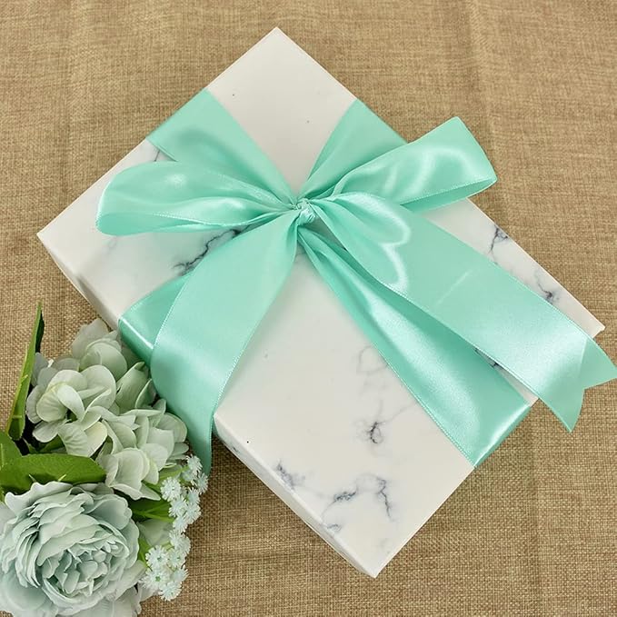 TONIFUL 1-1/2 Inch (40mm) x 100 Yards Turquoise Blue Wide Satin Ribbon Solid Fabric Ribbon for Gift Wrapping Chair Sash Valentine's Day Wedding Birthday Party Decoration Hair Floral Craft Sewing