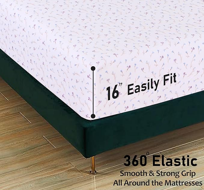 RUVANTI Flannel Sheets King Size - 100% Cotton Brushed King Size Sheets Set - Deep Pockets 16 Inches Bed Sheets - All Seasons Breathable & Extra Soft - Warm & Cozy, 4 Piece, Navlight