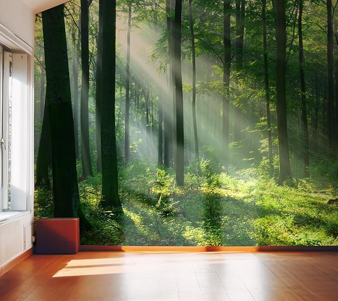 Forest Wall Murals Peel and Stick Forest murals Removable Waterproof Large Wallpaper for Living Room Bedroom (Color-4, 157×110 inch)
