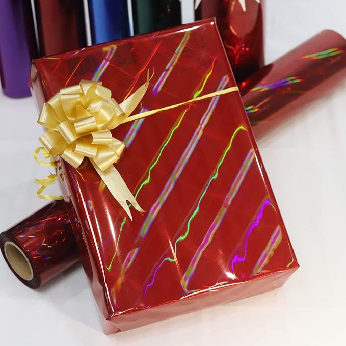 CMFYHM Iridescent Red Cellophane Wrap Roll I 34 In Wide X 100 Ft Long I Colorful Cello Perfect For Baskets,Gifts, Treats,Birthday Holiday Wedding Floral, Party Arts Crafts Decoration (Red)
