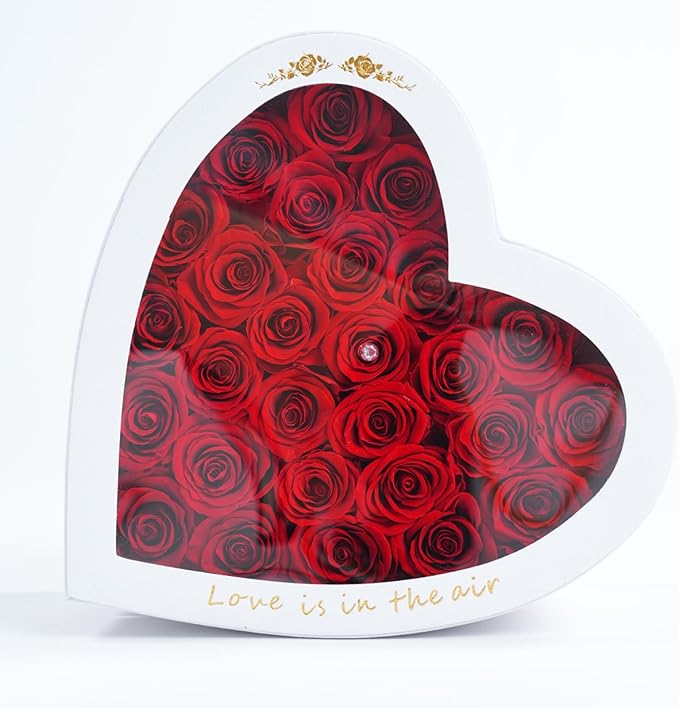 Luxury Preserved Roses – Forever Real Roses Flowers for Delivery in a White Box, Preserved Flowers Birthday Gifts for Women Mom Wife, Ideal for Anniversary (Red 27 Roses, 27 Roses)
