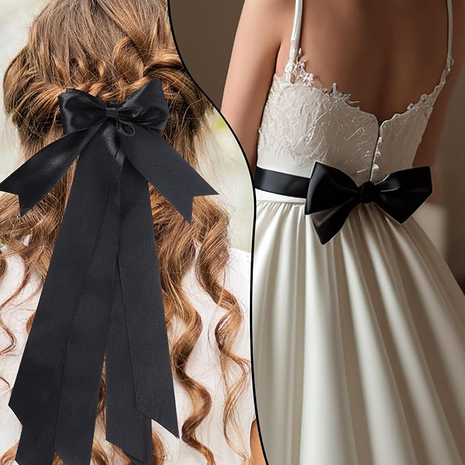 Black Ribbon 1 inch 60 Yards Double Faced Black Satin Ribbon for Halloween Christmas Decor Gift Wrapping Crafts Hair Bows Streamers Party Graduate Gift