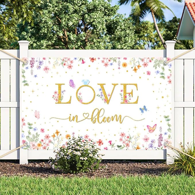 7x5ft Love in Bloom Bridal Shower Decorations Backdrop Wildflower Wedding Shower Background Lower Floral Engagement Wedding Bachelorette Party Decor Supplies Photo Booth Props