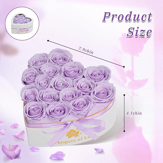 Luxury Preserved Roses – Forever Real Roses Flowers for Delivery in a White Box, Preserved Flowers Birthday Gifts for Women Mom Wife, Ideal for Anniversary (Purple 16 Roses, 16 Roses)