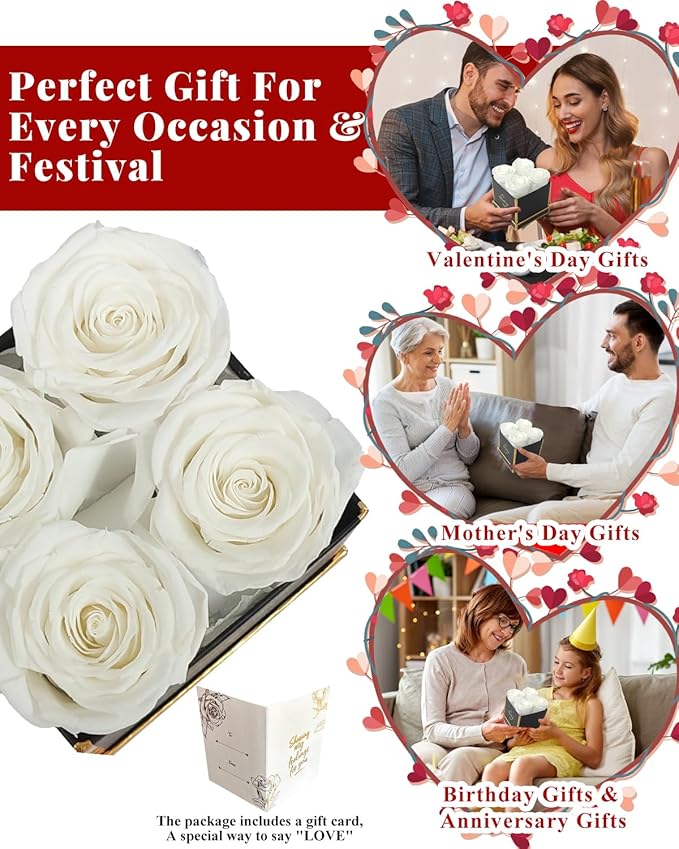 Changshunqi Forever Flowers, Preserved Real Roses in a Box Last 2-3 Years, Preserved Flowers Birthday Gifts For Womem Mom Roses Gifts for Her Girlfriends Friend Eternal Flowers Gift