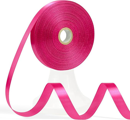 60 Yards Hot Pink Ribbon 1/2 Inch, Solid Satin Ribbon for Gift Wrapping, Crafts, Flower Bouquet, Wedding, Baby Shower, Festival, Christmas, Halloween