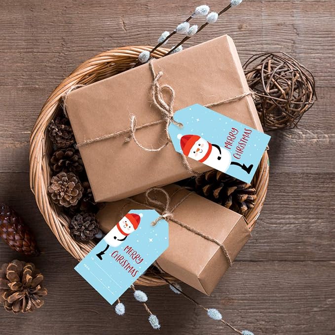 Andaz Press Christmas Holiday Season Classic Gift Tags, Merry Christmas to from Classic Favor Tags, Snowman with Stars Design, for Holiday Events, Parties, and Favors, 60-Pack