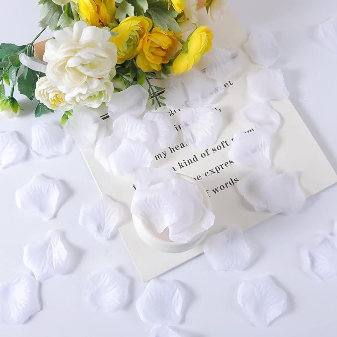 ATFL 2.2'' White Rose Petals Artificial,5000 Pcs White Silk Flower Petals for Weddings,Petalos De Rosas Artificialea para Decoracion