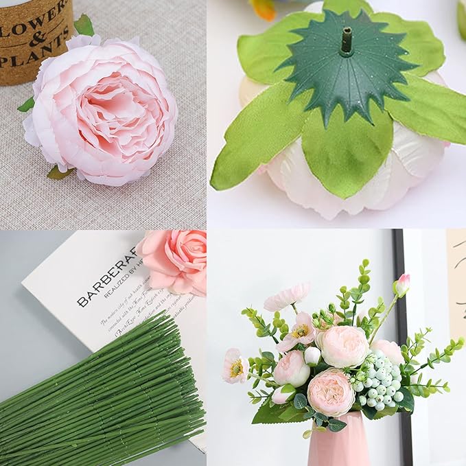FagusHome 25 Pcs Silk Peony Artificial Flower Heads 4 inch Fake Peony Flowers Heads with Stems Artificial Peony Flower Heads in Bulk Wholesale for Wedding Home Decor (Pink)