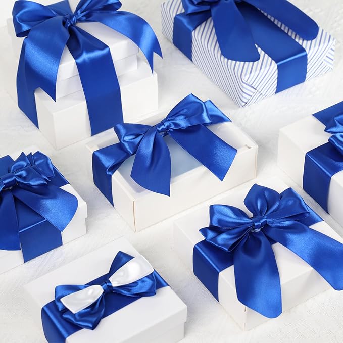 Blue Ribbon 2 Inch 60 Yards, Royal Blue Satin Ribbon for Gift Wrapping, Flower Bouquet, Wedding, Crafts, Baby Shower, DIY Bows and Outdoor Decor