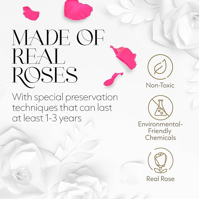 GLAMOUR BOUTIQUE Eternal Preserved Roses in a Box - Flowers Forever, Rose Forever in a Box for Wife, Birthday Gifts for Her, 7 Roses, Pink