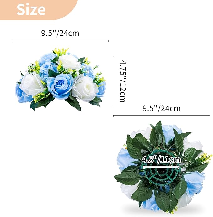 NUPTIO Flower Centerpieces for Wedding Tables: Blue & White Artificial Flower Ball Arrangement for Weddings Party - 2 Pcs Fake Floral Rose for Birthday Bridal Shower Decorations
