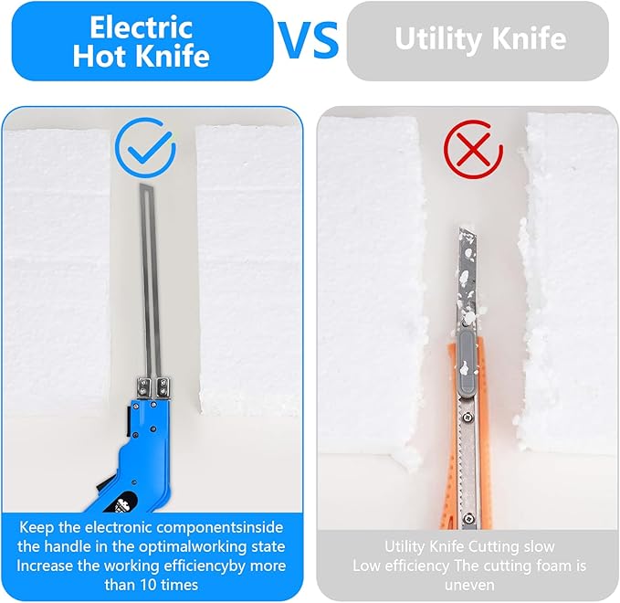 Foam Cutter Styrofoam Cutter Foam Electric Cutting Tool Air Cooled Hot Knife Adjustable Power Foam Cutter for EPP, EPS, XPS, EVA, Sponge, EPE, PU, Nylon(200W 110-120V)