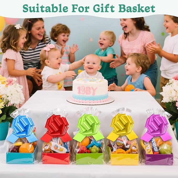 40PCS 6 Inch Large Pull Bows,20 Colors Bow for Gift Wrapping,Reusable Birthday Ribbon Bow for Wrapping Boxes & Decorative Accents