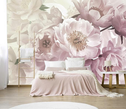PYFFYP- Vintage Flower Pink Peony Floral Wallpaper murals for Bedroom(Not Peel and Stick)