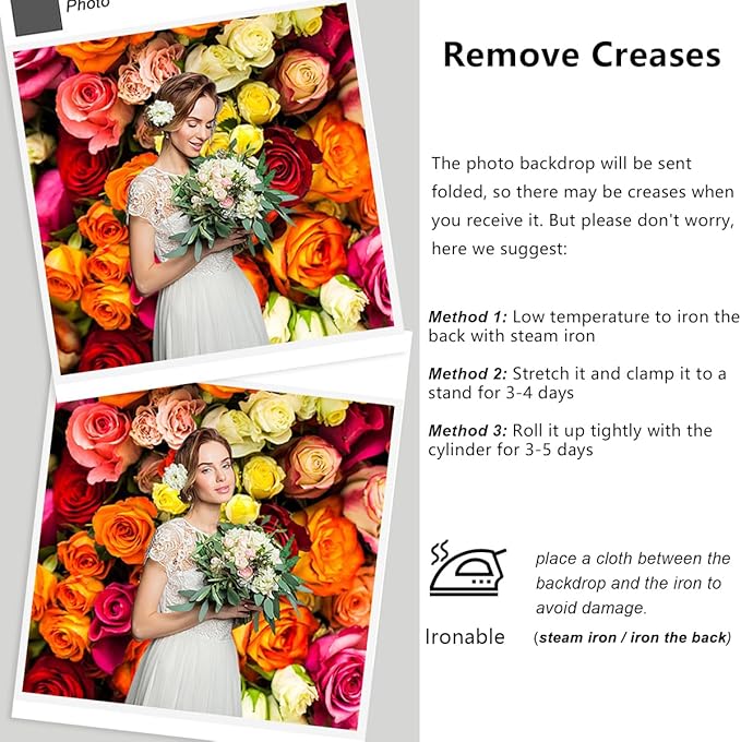 YongFoto 9x6ft Vinyl Flower Backdrop Lush Blossom Red Orange Floral Beautiful Photography Background for Couples Wedding Anniversary Marriage Ceremony Mother's Day Portrait Photo Studio Props