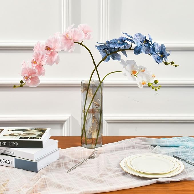 ALAZA White Gold Marble Pattern Flower Vases for Home Decor Kitchen Bedroom Living Room Bathroom Office Table Decorations