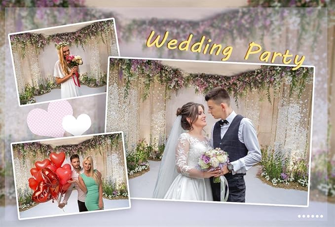 AOFOTO 8x8ft Wedding Backdrop Romance Archway Bridal Shower Flowers Wall Curtain Cradle Ceremony Banner Background for Photography Vinyl Anniversary Birthday Party Decoration Photoshoot Studio Props
