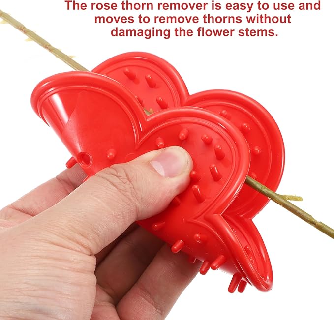 HARFINGTON 2pcs Rose Thorn Stripper Tool Set 5.5" 4.7" Metal PVC Flower Thorn Leaf Remover Flower Stem and Leaf Stripping for Gardening Home Florist Arrangement, Red